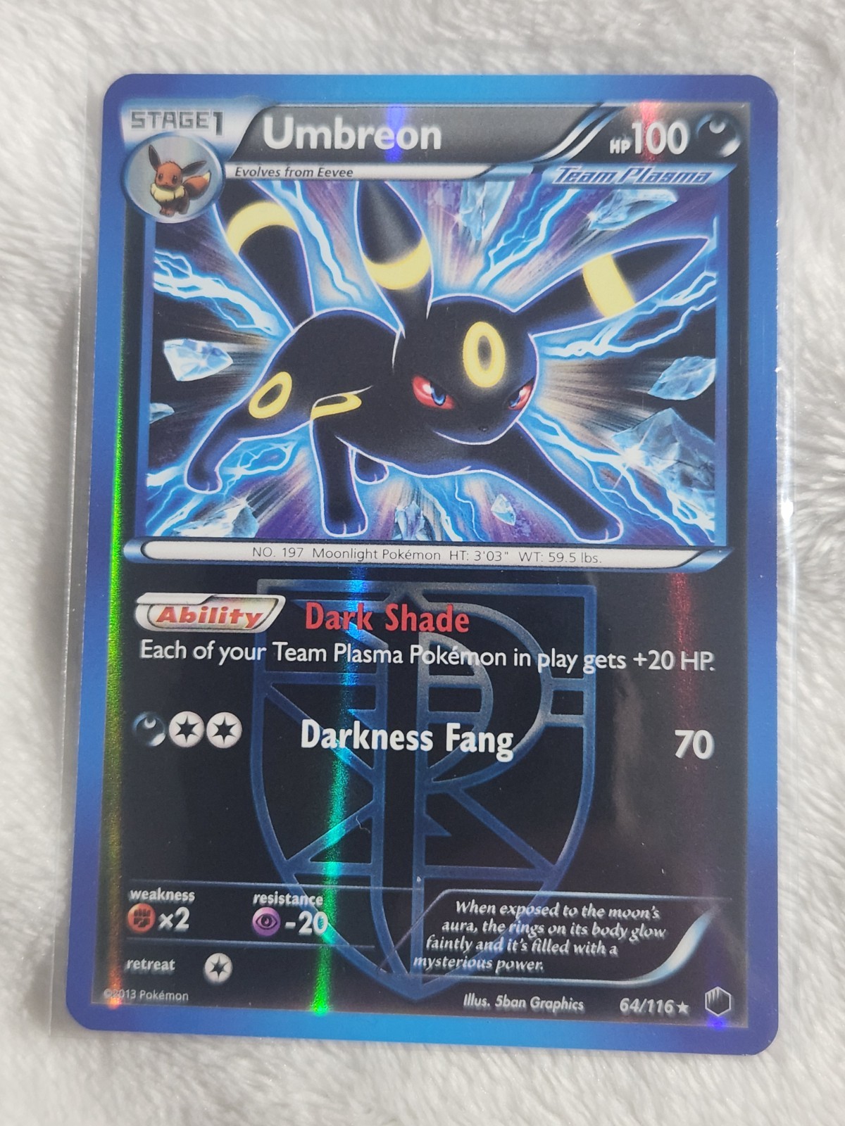 Pokémon Umbreon Team Plasma 64/116 Plasma Freeze Reverse Holo NM