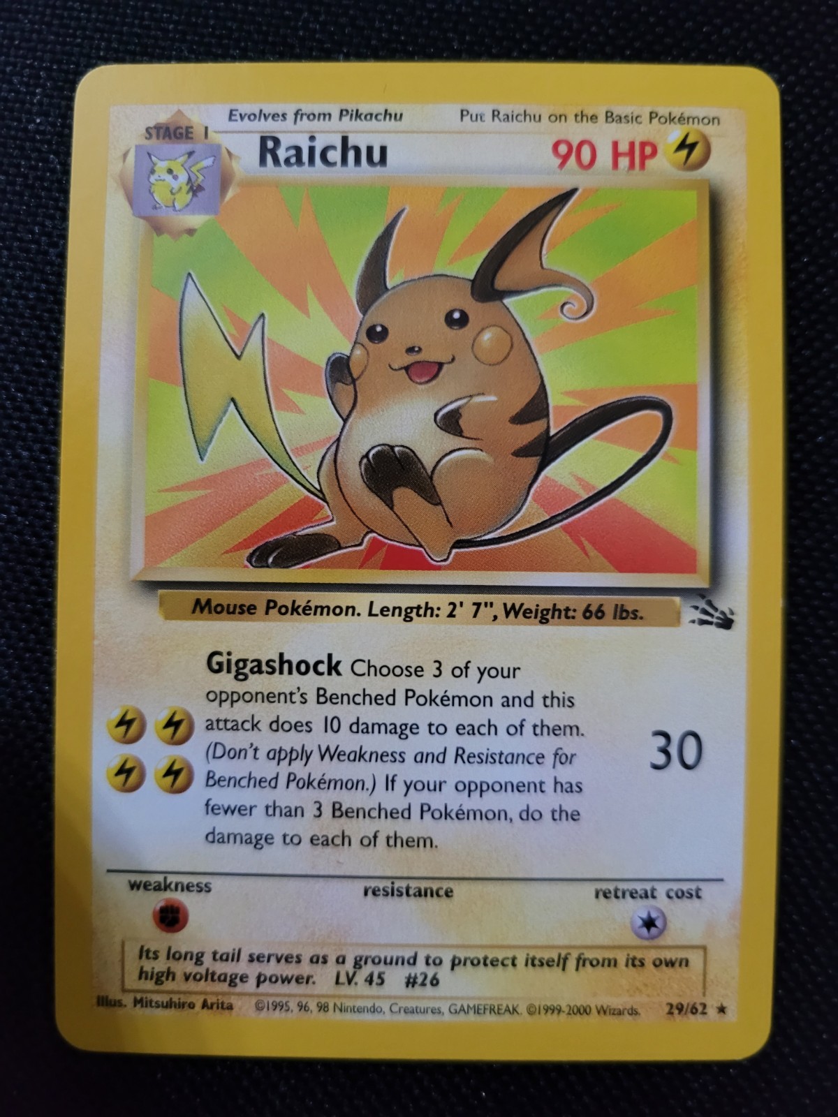 Pokemon Fossil 3rd Print Red Logo 1999 2000 Raichu 29/62 THE REAL ONE YES!