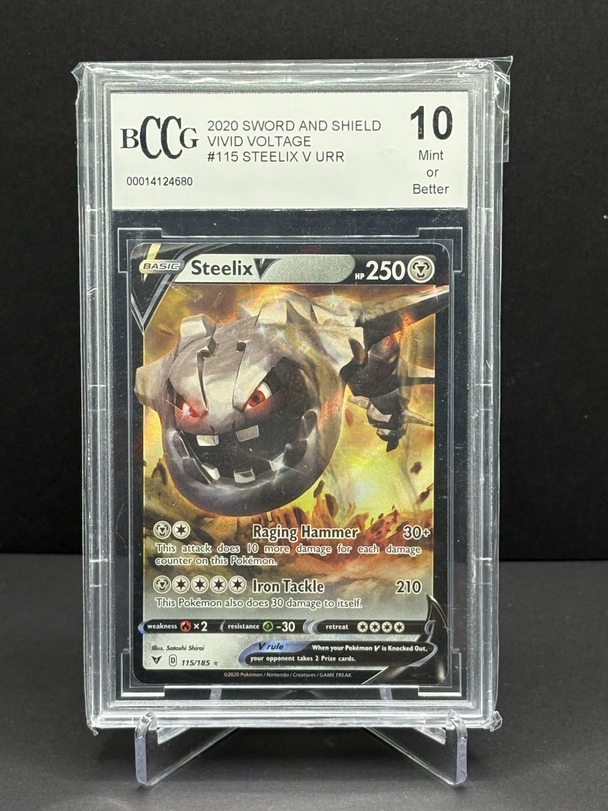 Pokémon TCG Steelix v Ultra Rare Card Vivid Voltage 115/185 Graded = Yes