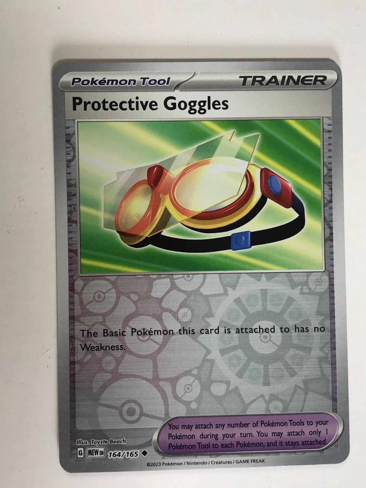 Pokemon TCG 151 Reverse Holographic Protective Goggles 164/165 Near Mint