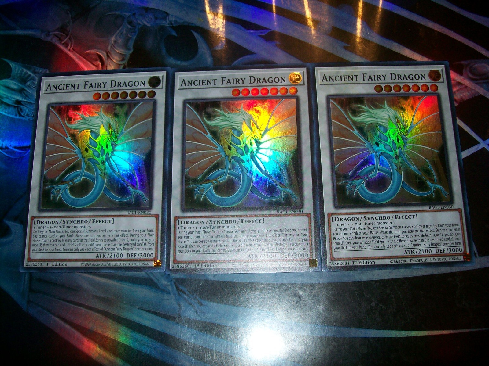 3x Ancient Fairy Dragon 1st Edition Super Rare RA01-EN030 Yu-Gi-Oh!