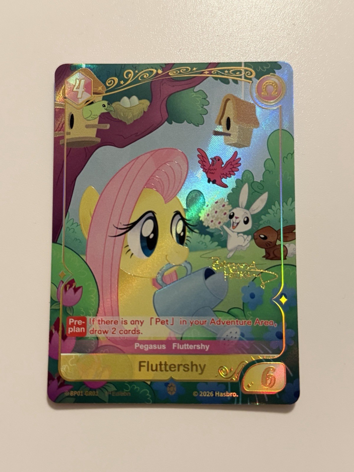 KAYOU My Little Pony TCG Fantasy Wonderland Fluttershy Shiny Gold Rare GR02