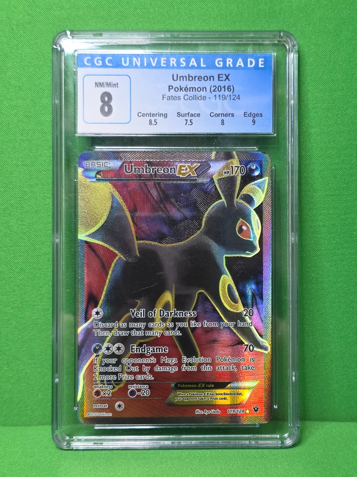 POKEMON 2016 FATES COLLIDE UMBREON EX FULL ART 119/124 CGC 8