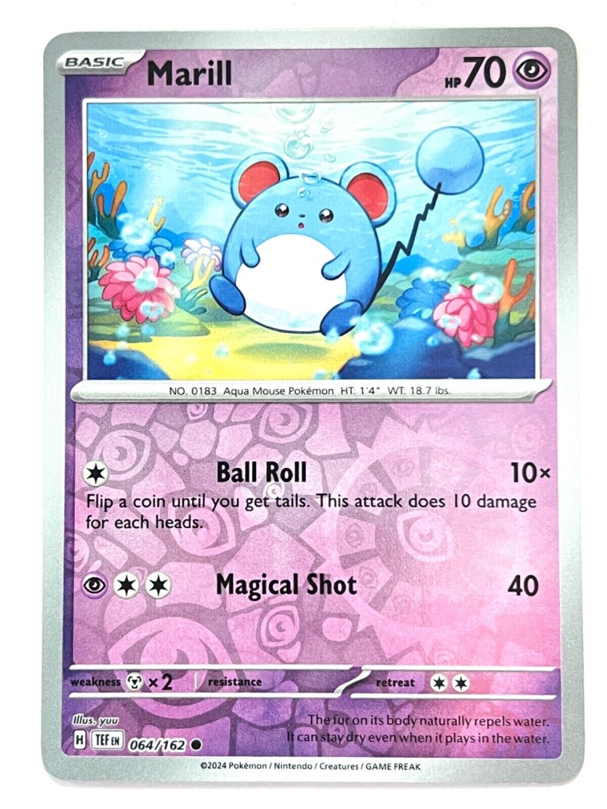 Pokemon – Marill 064/162 – Reverse Holo – Temporal Forces – NM/M
