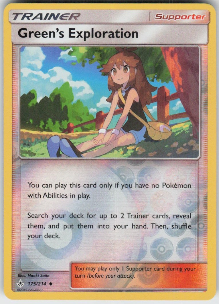 Reverse Holo Green’s Exploration 175/214 Uncommon Unbroken Bonds Near Mint