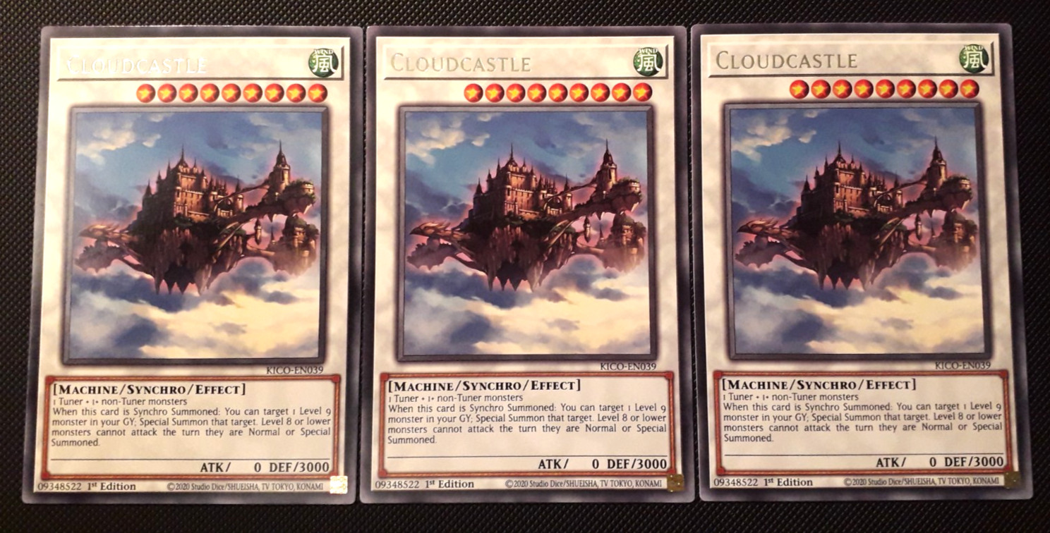 Yu-Gi-Oh! 3x Cloudcastle, KICO-EN039, Rare, 1st Edition, English, Near Mint